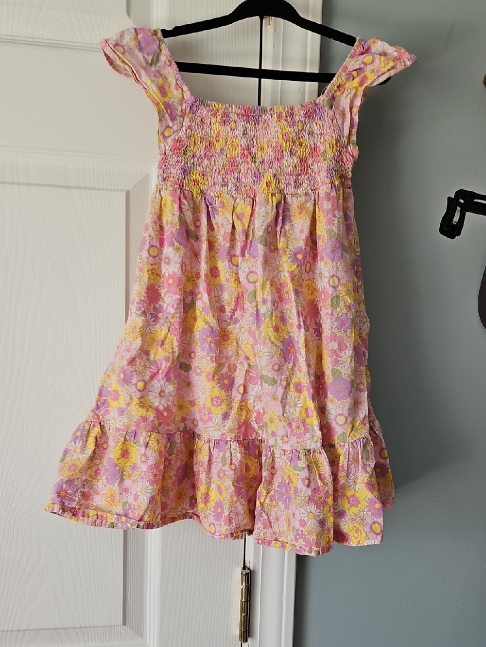 Girls' Pink Floral Smocked Sundress